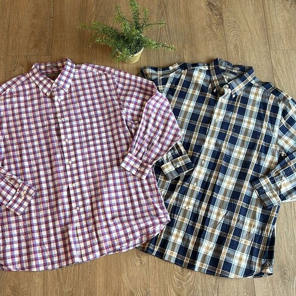 ((2 PIECE)) SAMUEL CREMIEUX MENS BUTTON DOWN SHIRTS CHECKERED SIZE XXL - Picture 1 of 7